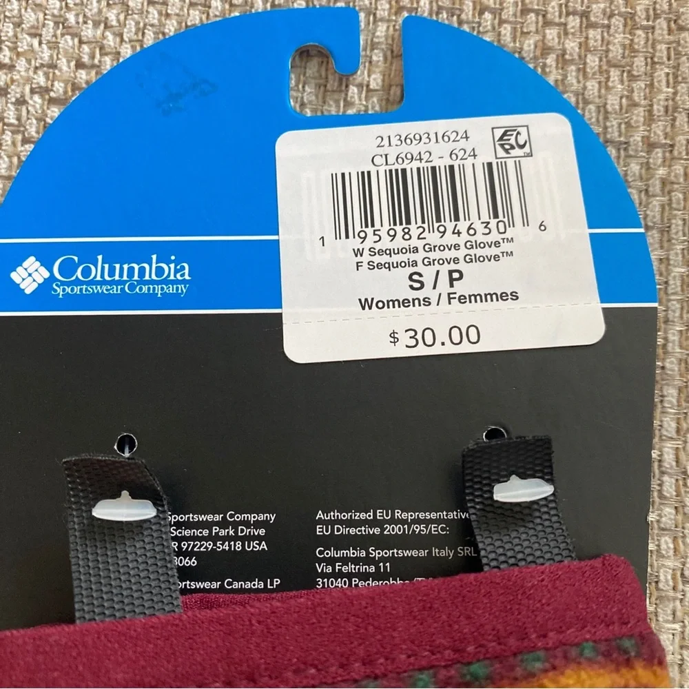 Columbia Patterned Fleece Touchscreen Gloves - Burgundy Multi
